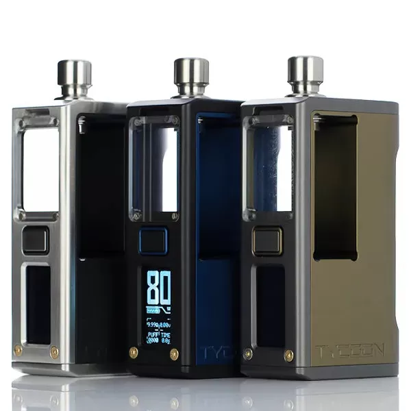 BD Vape x Hirano Designs B4e Tycoon 21700 80W Boro Box Mod - Black and Stainless