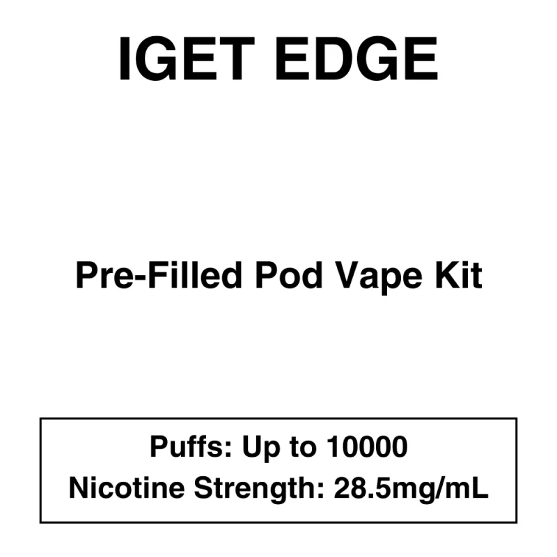 IGET Edge LP10000 – Prefilled Vape Kit – 28.5mg/mL Nicotine – Up to 10000 Puffs