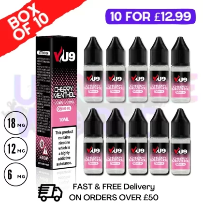Cherry Menthol VU9 E-Liquid Juice 10ml Nic Eliquid – 10 x 10ML Bundle