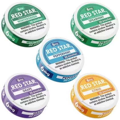 Red Star Nicotine Pouches - 9mg - Citrus, 9mg - Grape