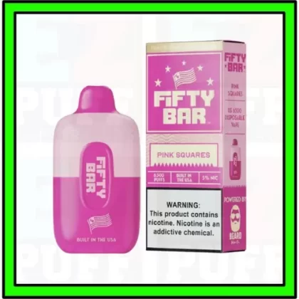 Pink Squares – FIFTY BAR – MADE IN USA by Beard Vape – 6500 Puff Disposable