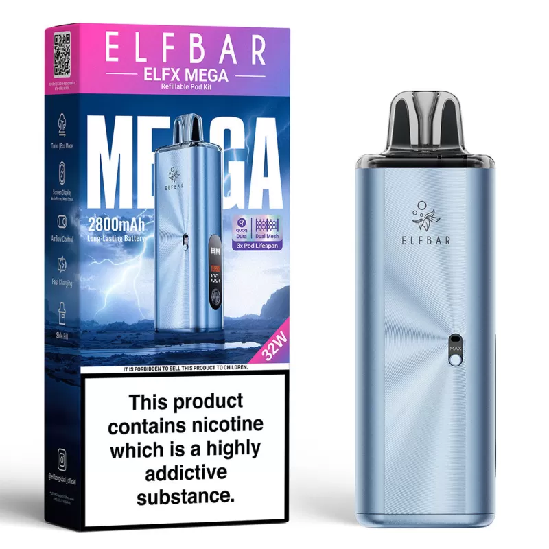Elf Bar ELFX Mega Pod Vape Kit - Cyan - Image 3