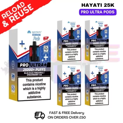 Hayati 25K Blue Razz Pineapple Replacement Pods Box Of 5