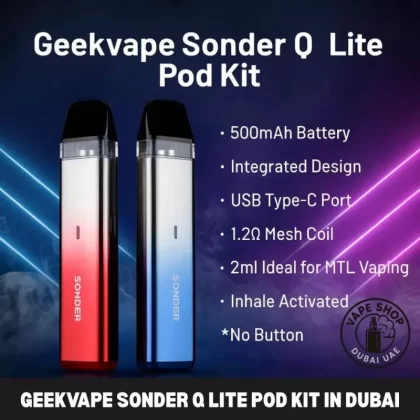 Geekvape Sonder Q Lite Pod Kit In Dubai - Metallic Black, Metallic Blue (B703C4)