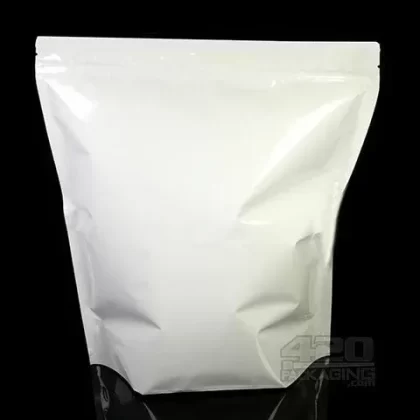 White-White 13” x 15” Mylar Stand Up Pouch Zip Bags 250/Box