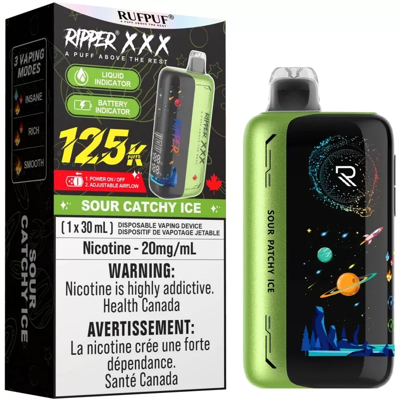 RUFPUF RIPPER XXX 125K Disposable Vape – Sour Catchy Ice