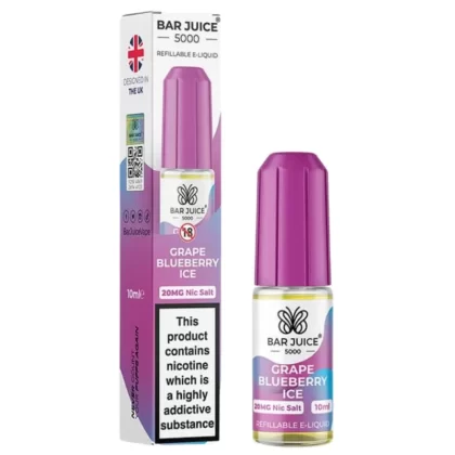 Grape Blueberry Ice Nic Salt E-Liquid by Bar Juice 5000 (10ml) - 5mg