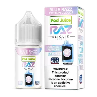 Blue Razz Cotton Clouds Pod Juice x RAZ Salts 30mL