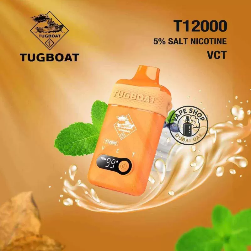 Tugboat T12000 puffs 50 MG rechargeable vape in Dubai uae - Vape Product, BOX OF 10 PCS; Black Mamba, Blackcurrant Lychee (8DD1CA) - Image 3