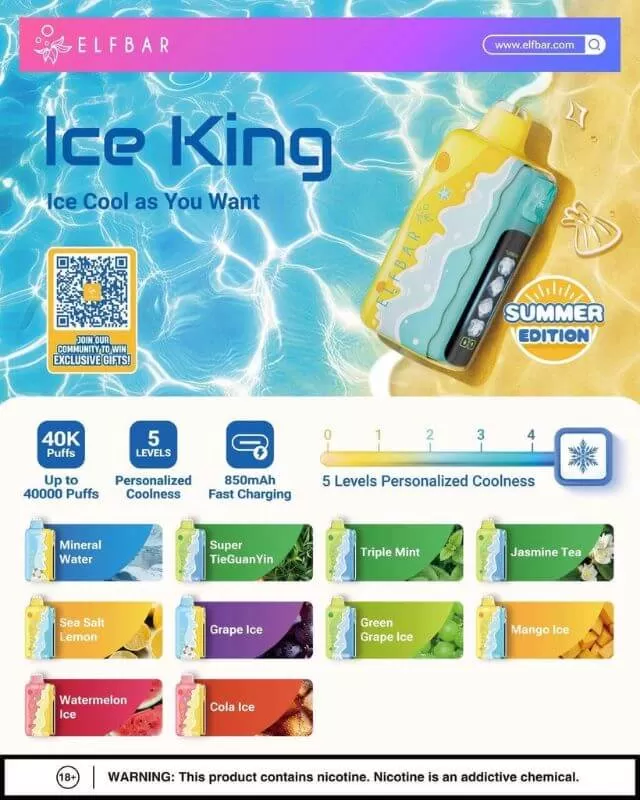 ELFBAR ICE KING 45,000 Puffs - Strawberry Kiwi Ice - Image 3
