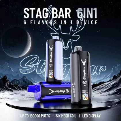 Stag Bar 6in1 180000 180K Puffs Newest Original Rechargeable LED Display Disposable Vape EU Warehouse - Vapeq10