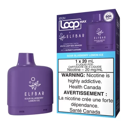 STLTH Loop Max X Elf Bar E-Liquid Pod Pack - Sour Blueberry Lemon Ice 20ml - 20mg/ml