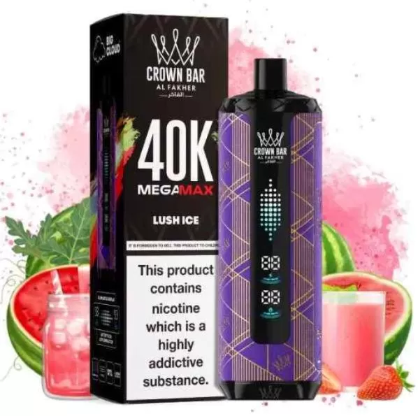Al Fakher - Crown Bar Mega Max 40K Disposable Vape (40,000 Puffs) - Strawberry Punch / 6 mg - Image 2