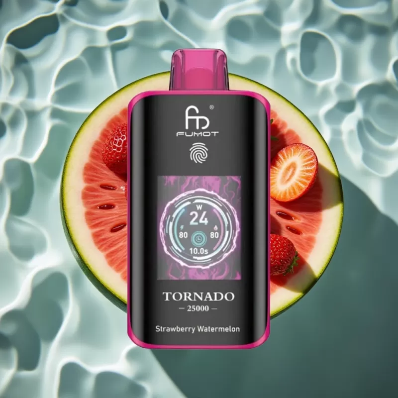 Fumot Tornado 25000 Puffs Strawberry Watermelon Disposable Vape with HD Screen & Type-C Charging - Bangvapeaustralia