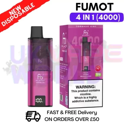 Purple Red Edition Fumot Tornado 4000 Puff Prefilled Vape Kit