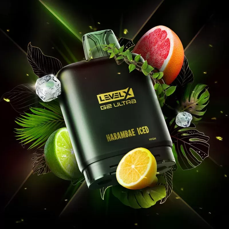 Level X G2 Ultra Flavour Beast X Twelve Monkey Pods – Harambae Iced, 50K Puffs