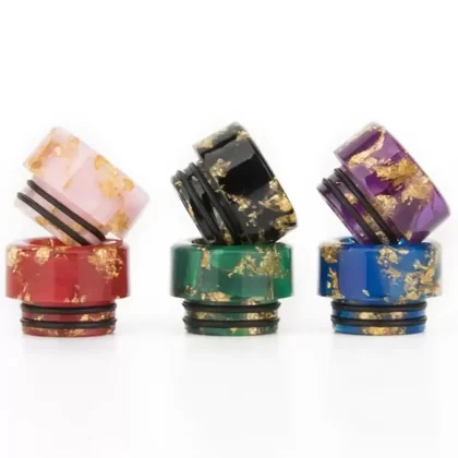 810 Resin Drip Tip Gold Flake - Colour#Black>Green>Purple>Red>Pink>Blue