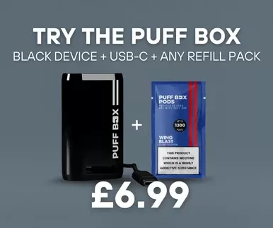 Get Started Kit – Puff Box With USB-C Cable & Refill Pack – Ink Black