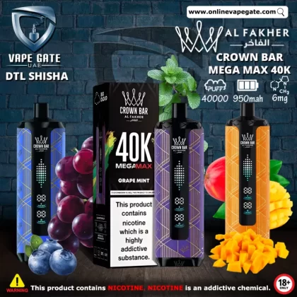 Al Fakher - Crown Bar Mega Max 40K Disposable Vape (40,000 Puffs)